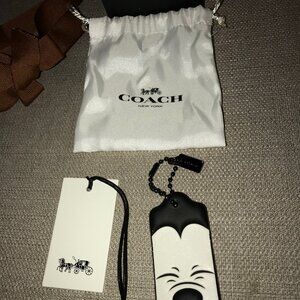 Ltd Ed Disney x Coach Squinting Mickey Mouse leather hang tag bag charm 2016 NIB